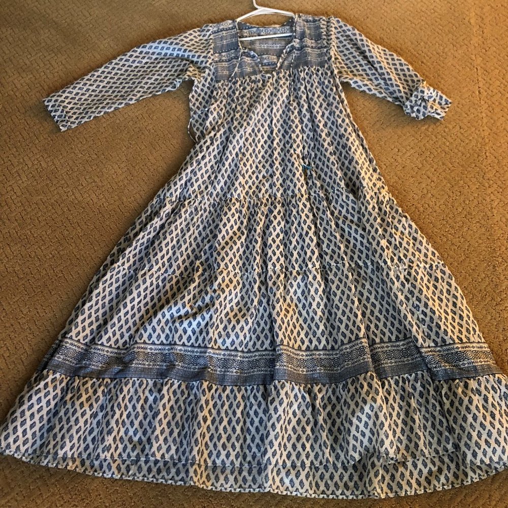 Zara cotton blue and white maxi dress